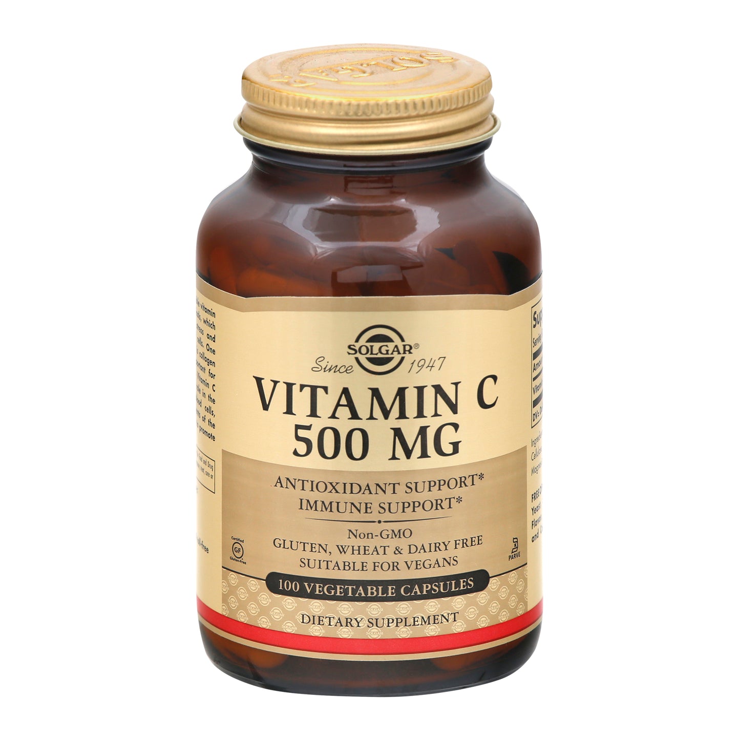 Solgar 500 mg Vegetable Capsules Vitamin C 100 ea
