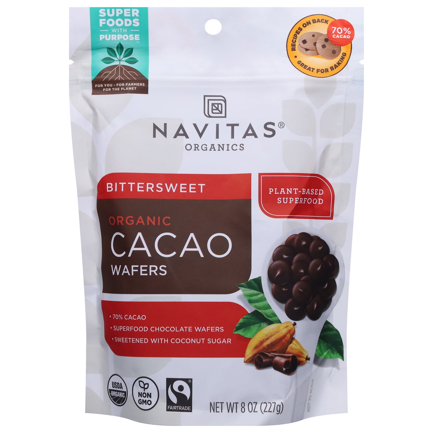 Navitas Organics Organic Bittersweet Cacao Wafers 8 oz
