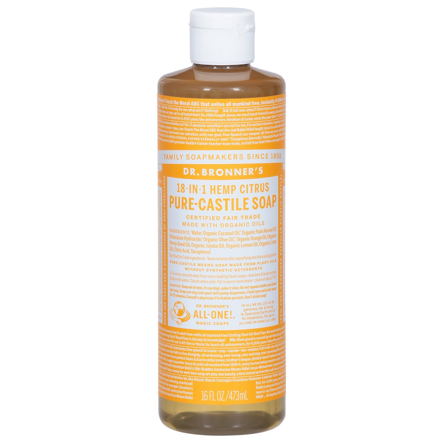 Dr. Bronner's 18-in-1 Hemp Citrus Pure-Castile Soap 16 fl oz