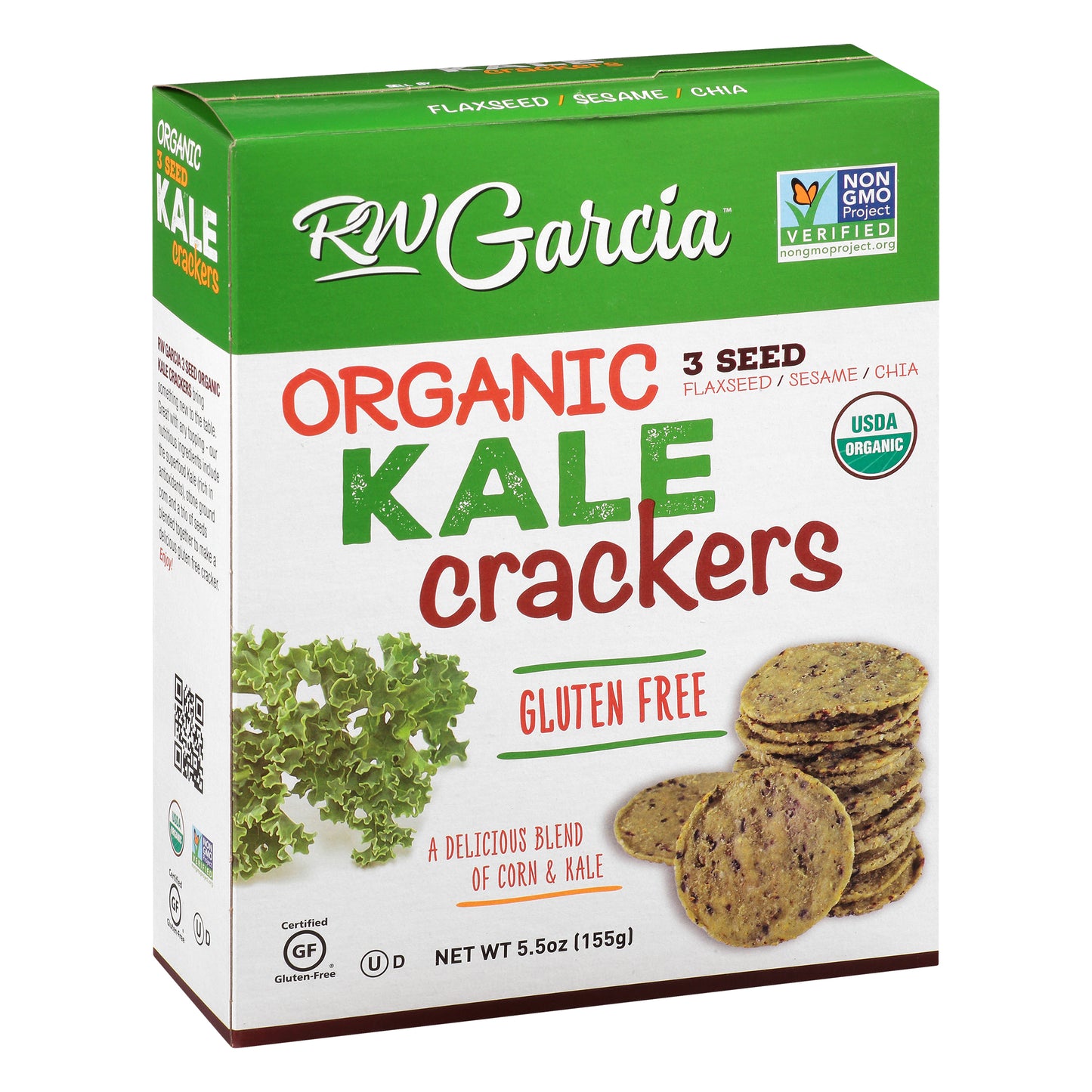 RW Garcia Gluten Free Organic 3 Seed Kale Crackers 5.5 oz