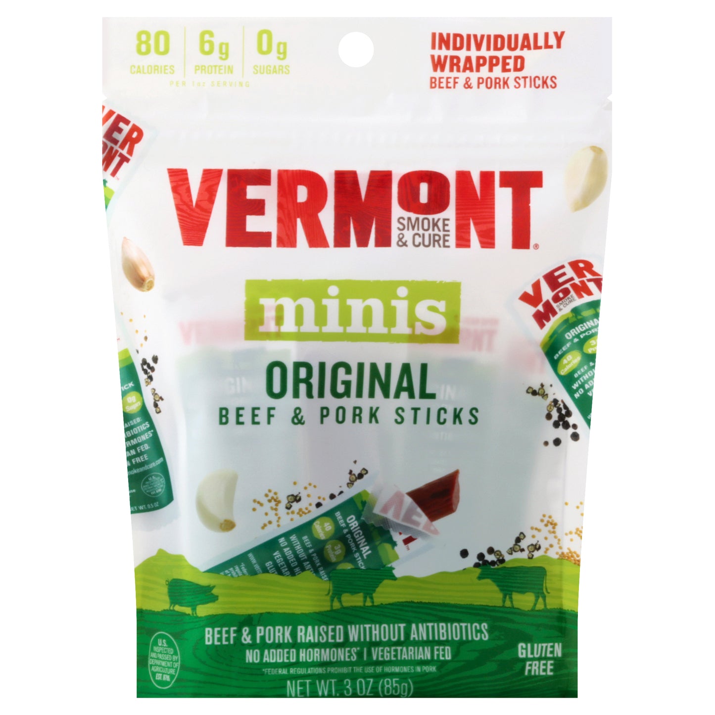 Vermont Smoke and Cure Beef & Pork Sticks 3 oz