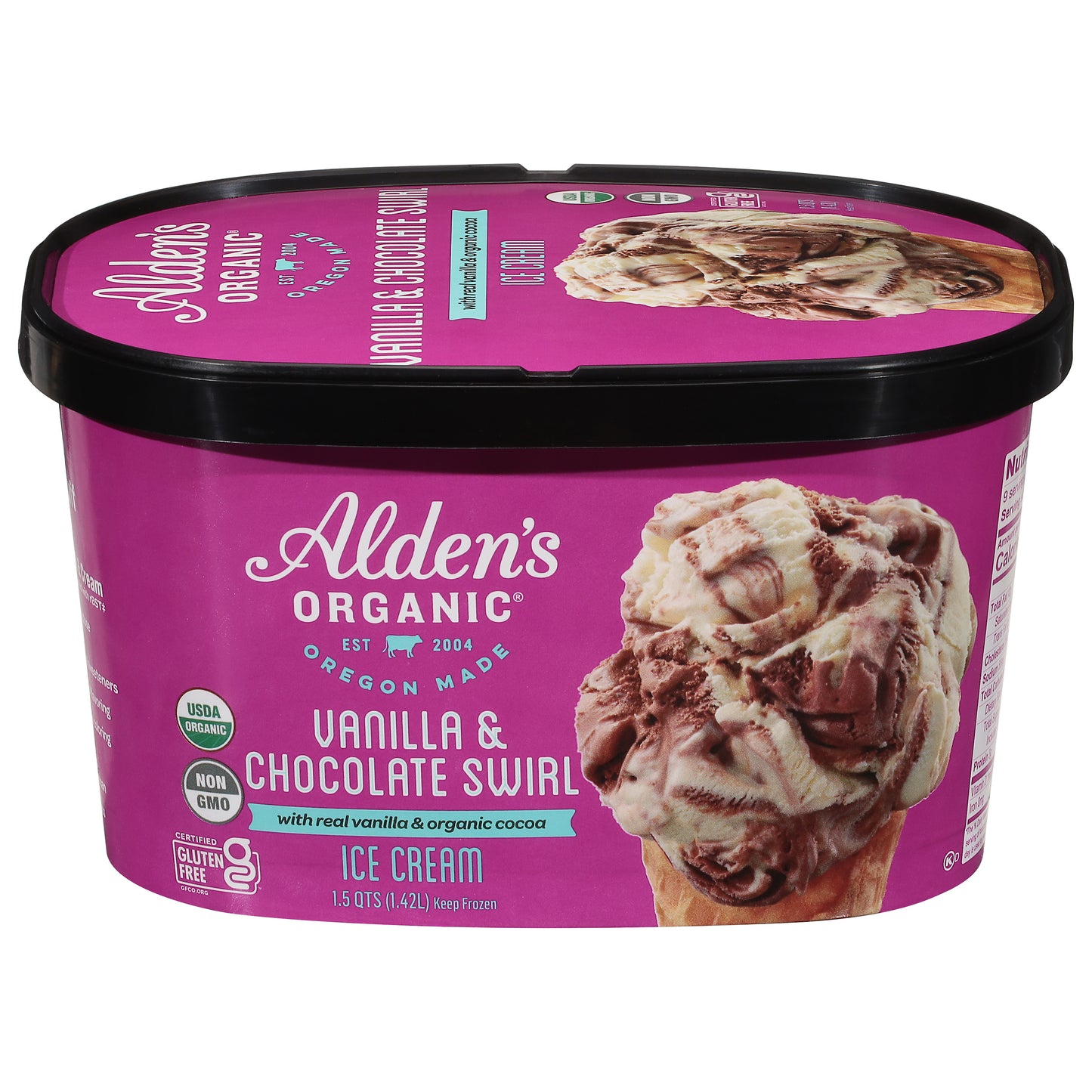 Alden's Organic Vanilla & Chocolate Swirl Ice Cream 1.5 qt