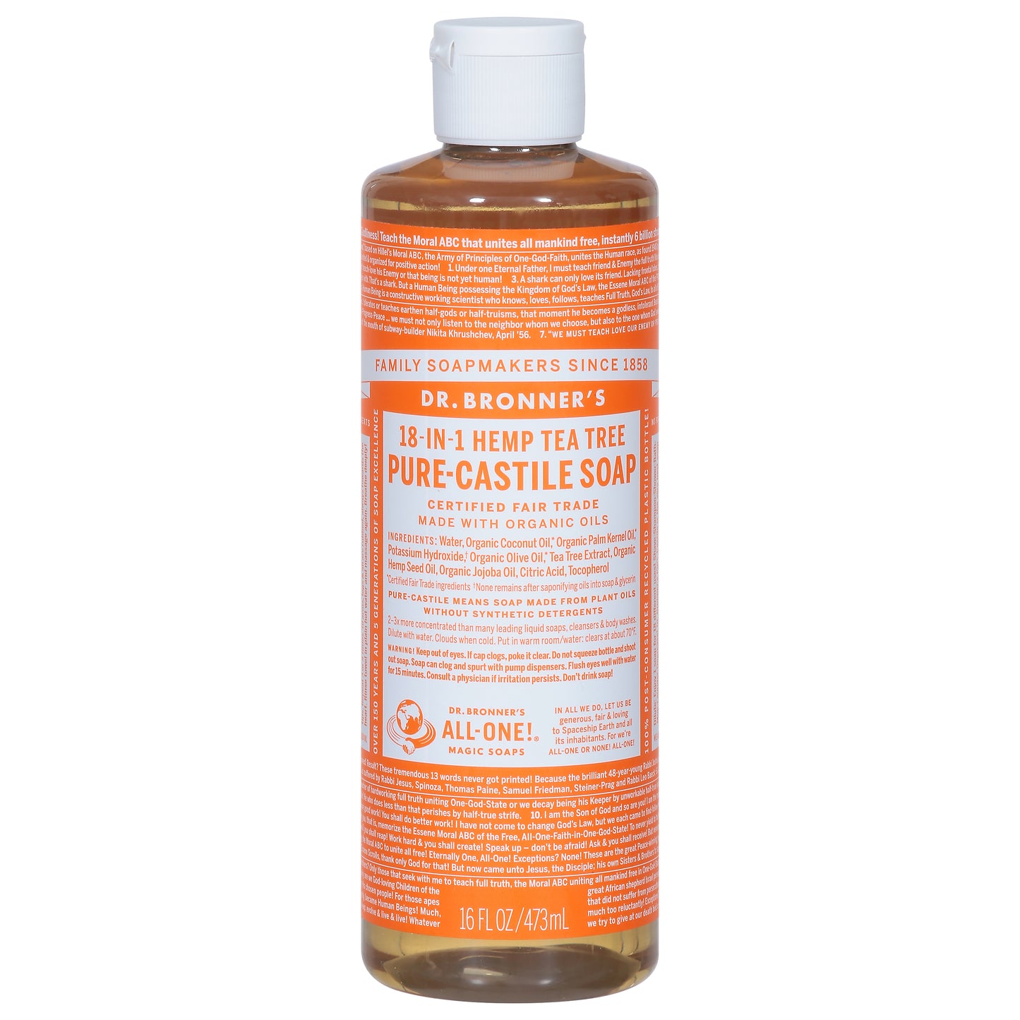 Dr. Bronner's 18-in-1 Hemp Tea Tree Pure-Castile Soap 16 fl oz