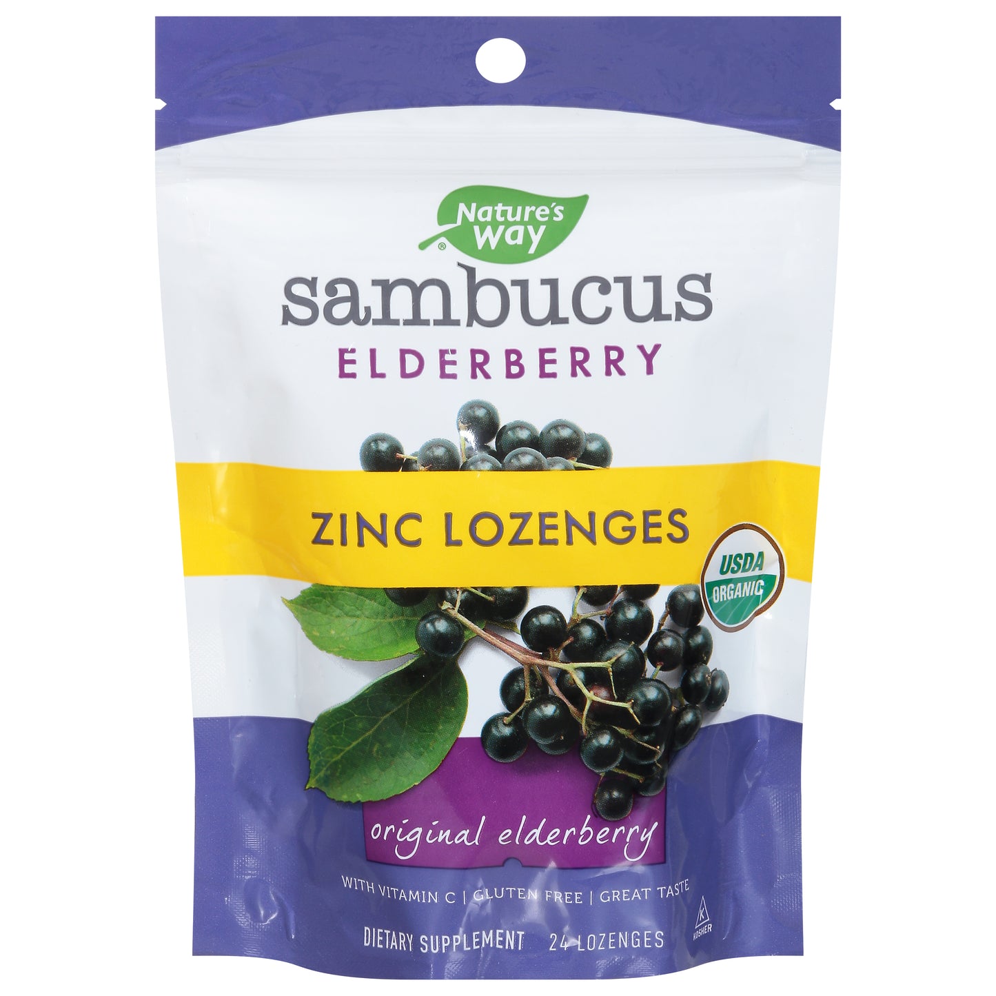Nature's Way Sambucus Original Elderberry Zinc Lozenges 24 ea