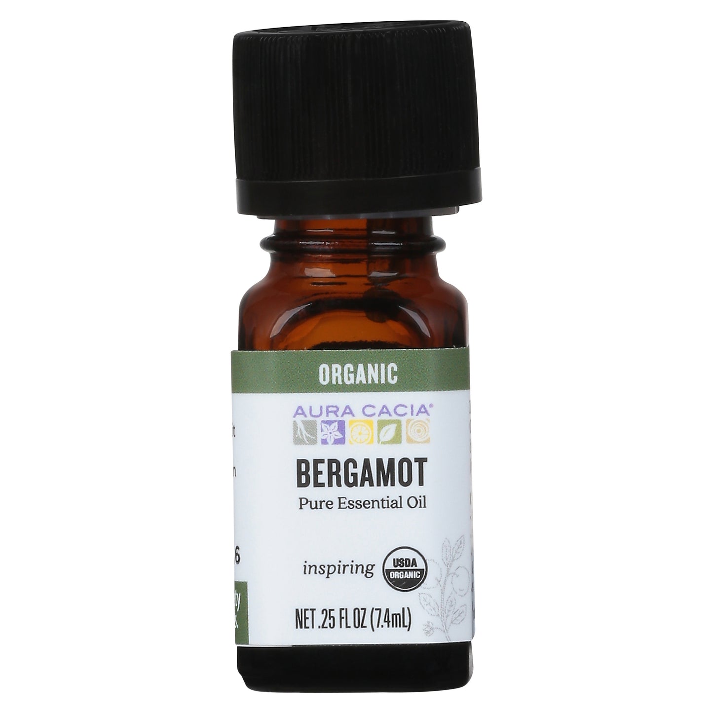 Aura Cacia Organic Bergamot Pure Essential Oil 0.25 fl oz