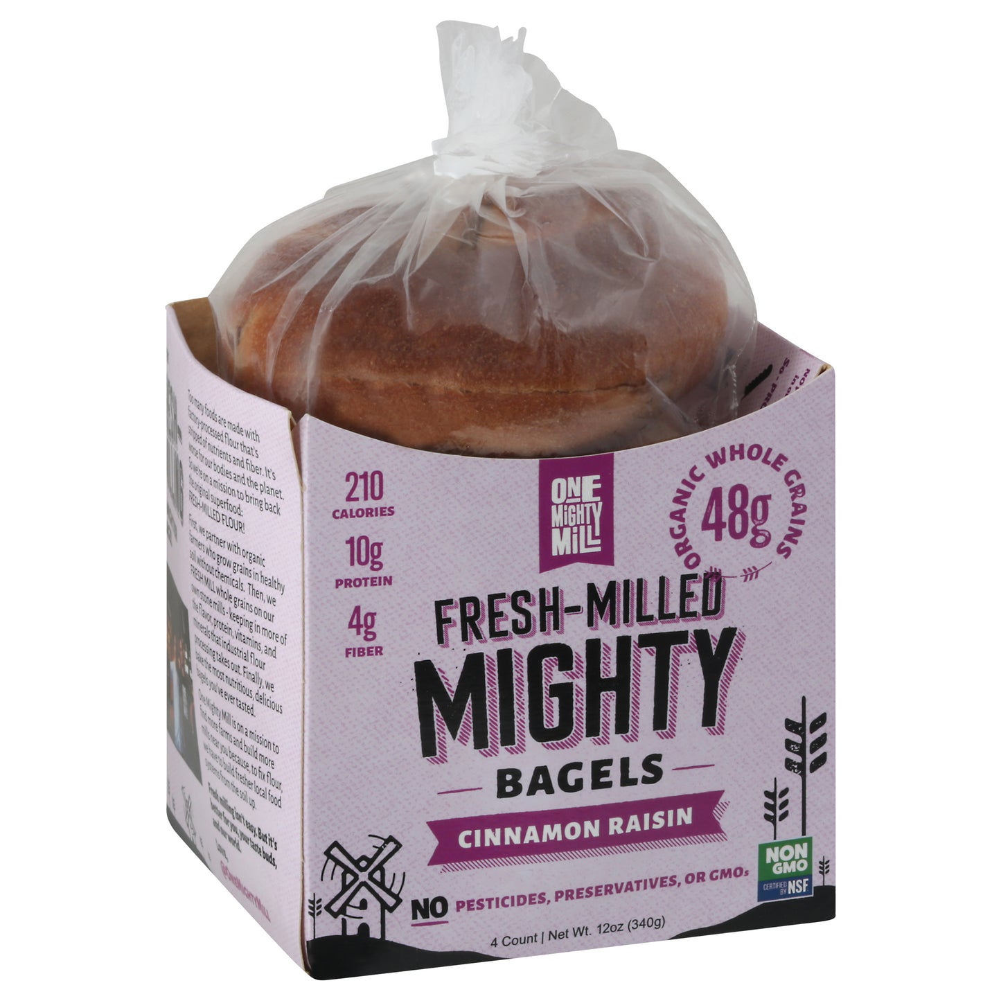 One Mighty Mill Fresh-Milled Cinnamon Raisin Mighty Bagels 4 Bagels