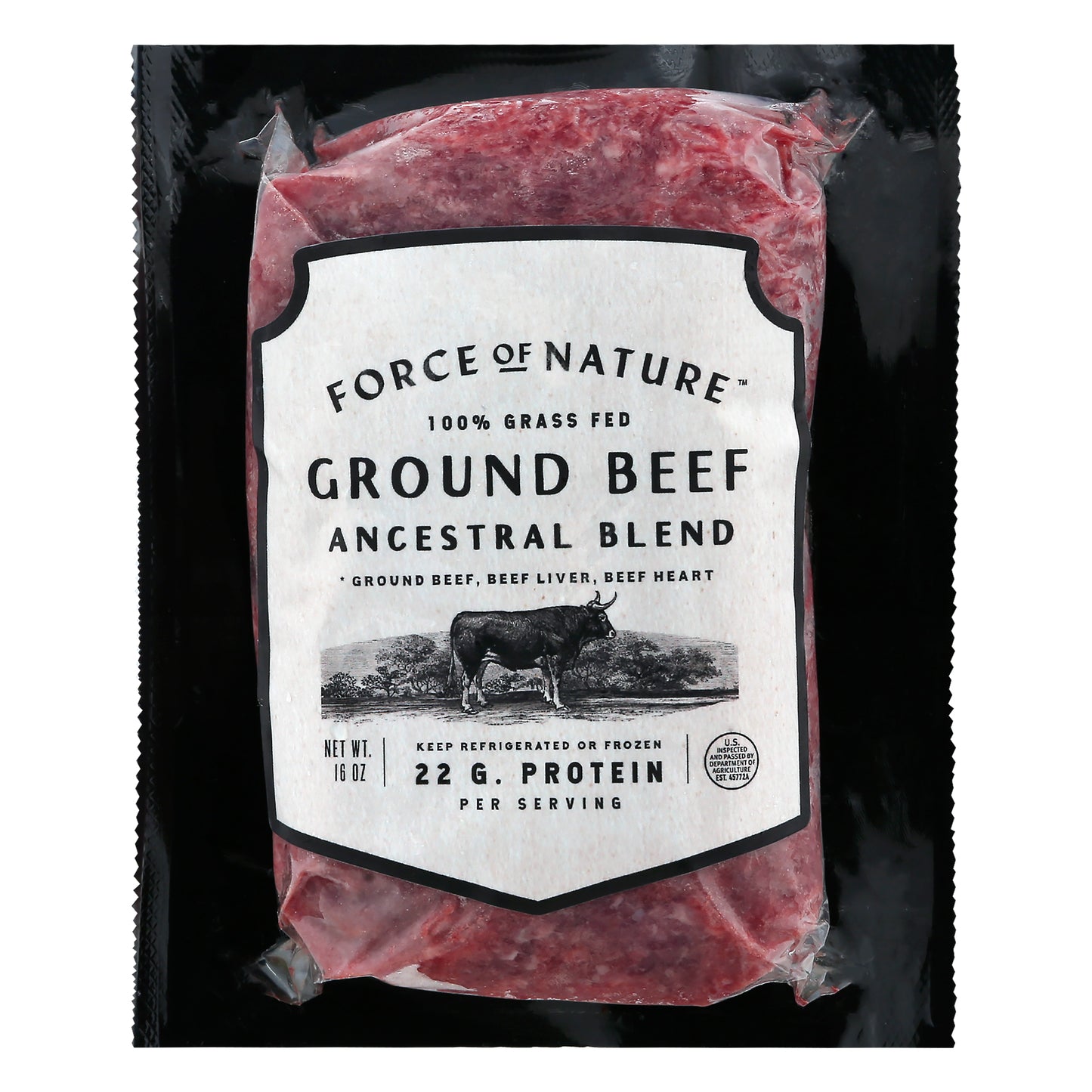 Force Of Nature 100% Grass Fed Ground Ancestral Blend Beef 16 oz