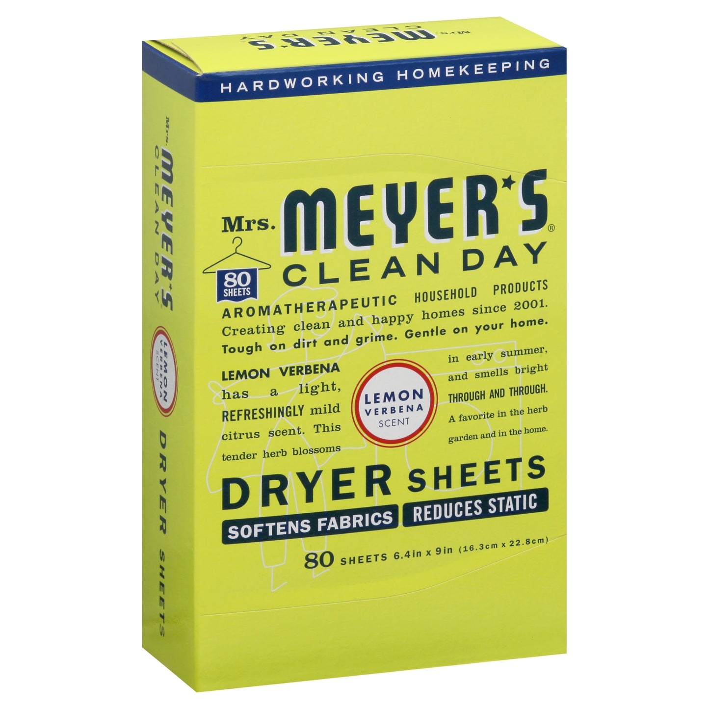Mrs. Meyer's Clean Day Lemon Verbena Scent Dryer Sheets 80 ea