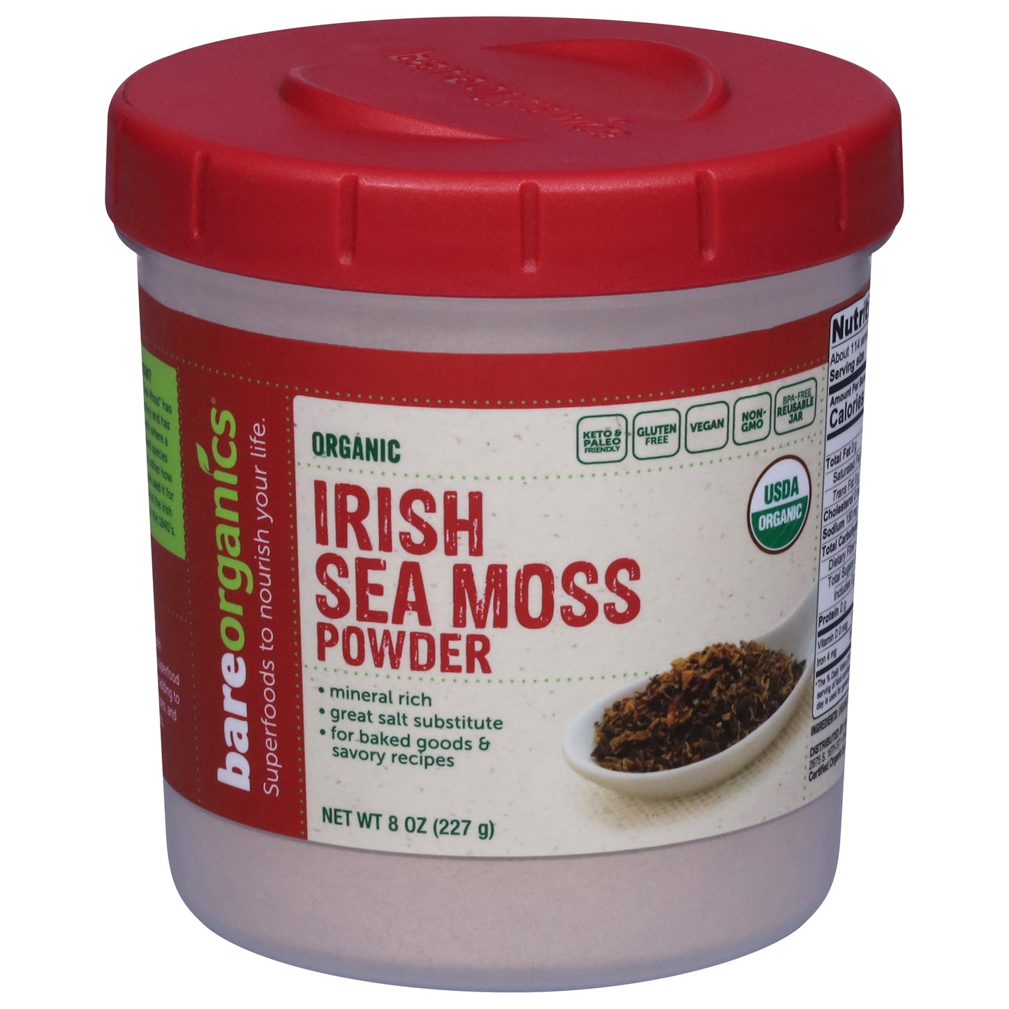 BareOrganics Organic Irish Sea Moss Powder 8 oz