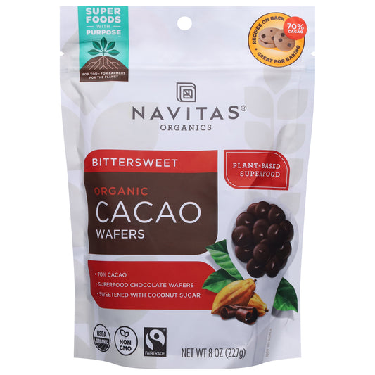 Navitas Organics Organic Bittersweet Cacao Wafers 8 oz