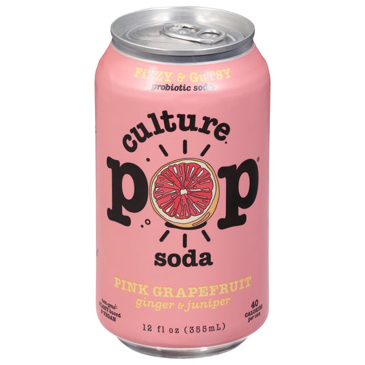 Culture Pop Pink Grapefruit, Ginger & Juniper Probiotic Soda 12 fl oz