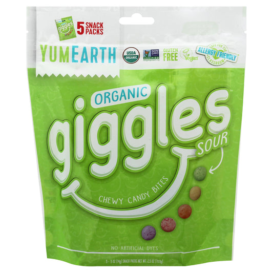 YumEarth Giggles 5 Snack Packs Organic Sour Chewy Candy Bites 5 ea
