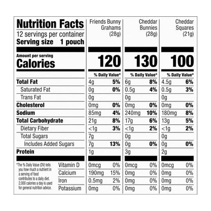 Annie's Organic Variety Pack, Cheddar Bunnies, Bunny Grahams and Cheddar Squares, 12 Pouches, 11 oz
