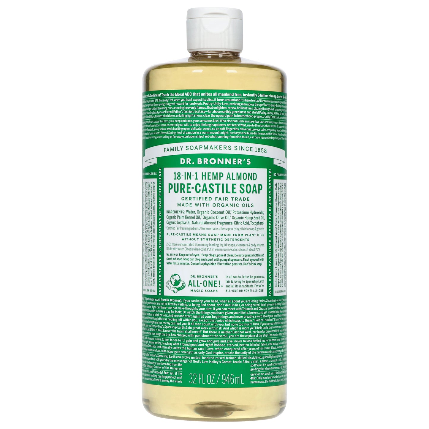 Dr. Bronner's 18-In-1 Hemp Almond Pure-Castile Soap 32 fl oz
