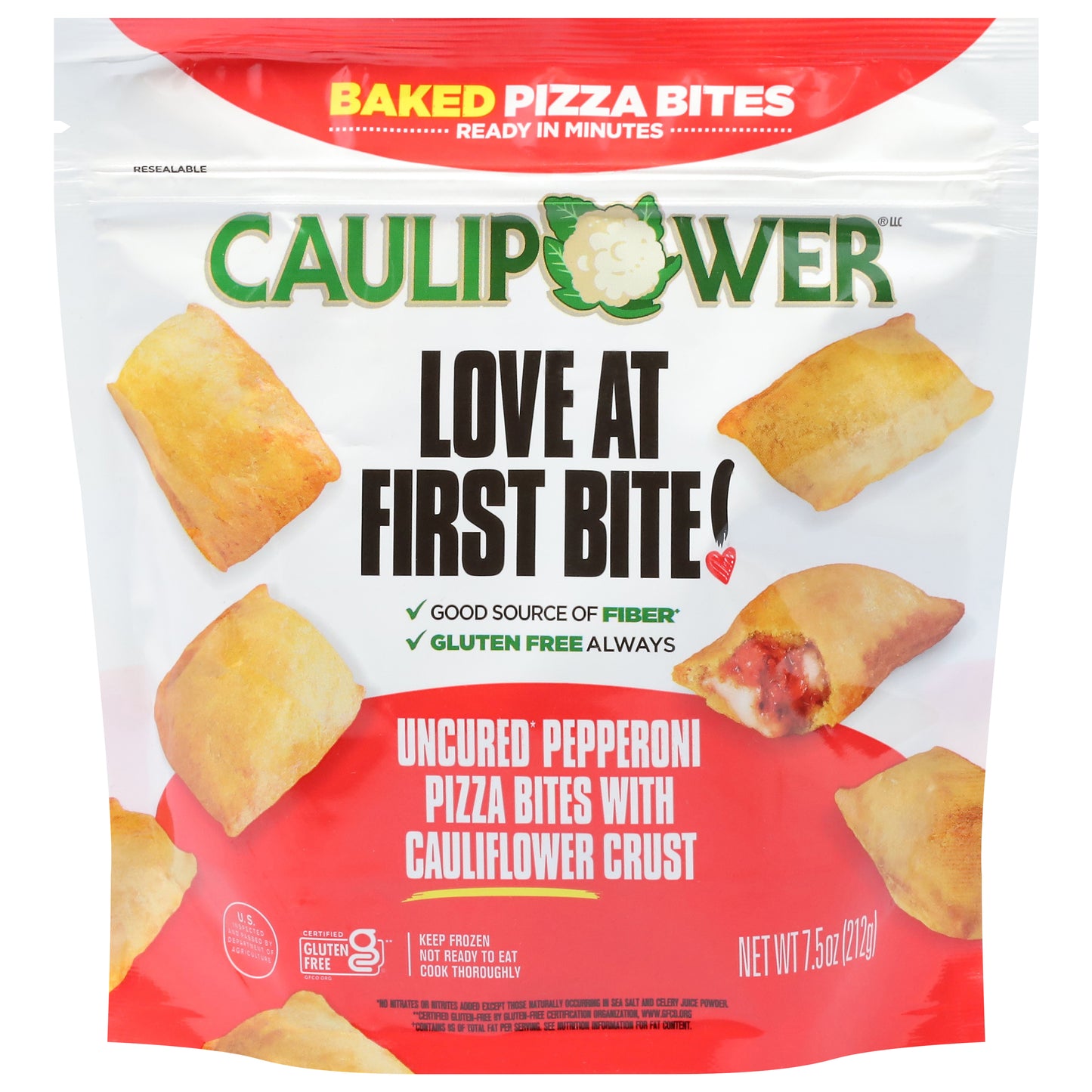 Caulipower Baked Uncured Pepperoni Pizza Bites with Cauliflower Crust 7.5 oz