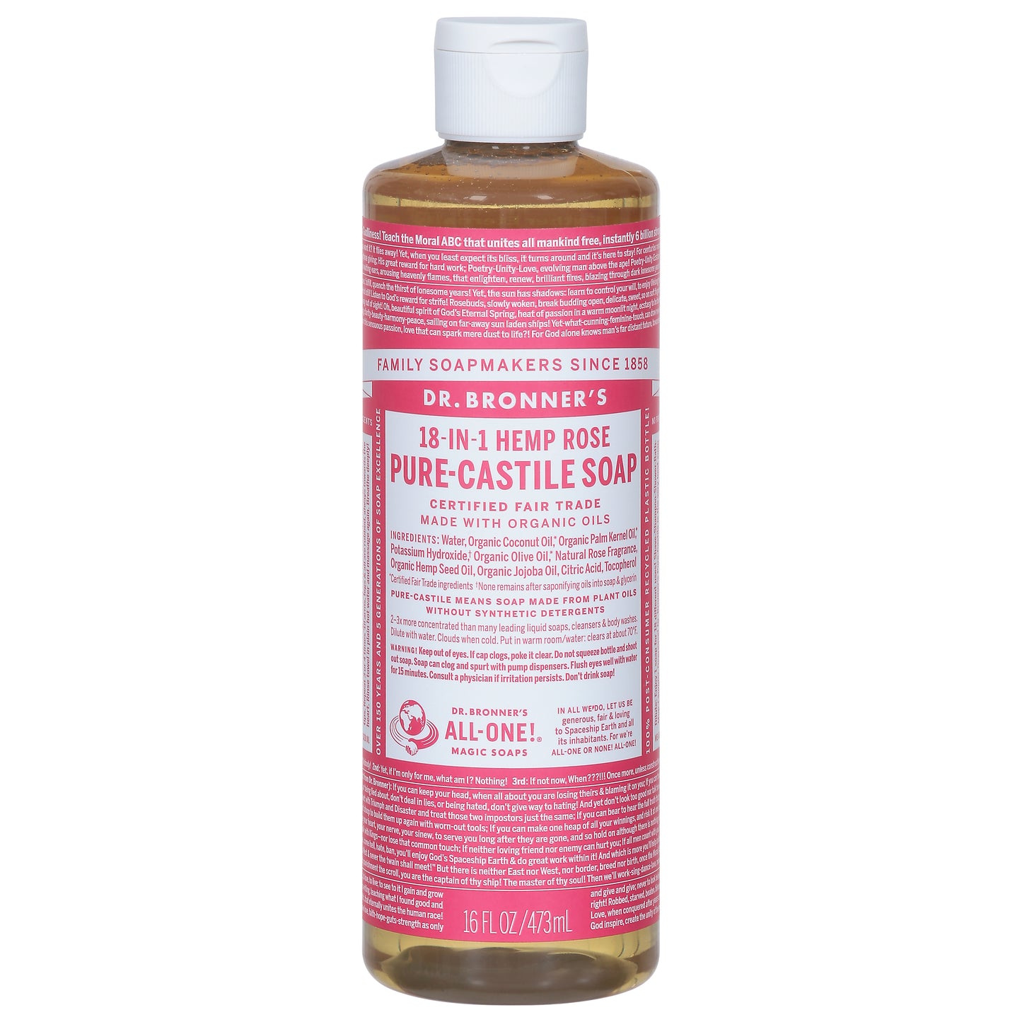 Dr. Bronner's 18-in-1 Hemp Rose Pure-Castile Soap 16 fl oz