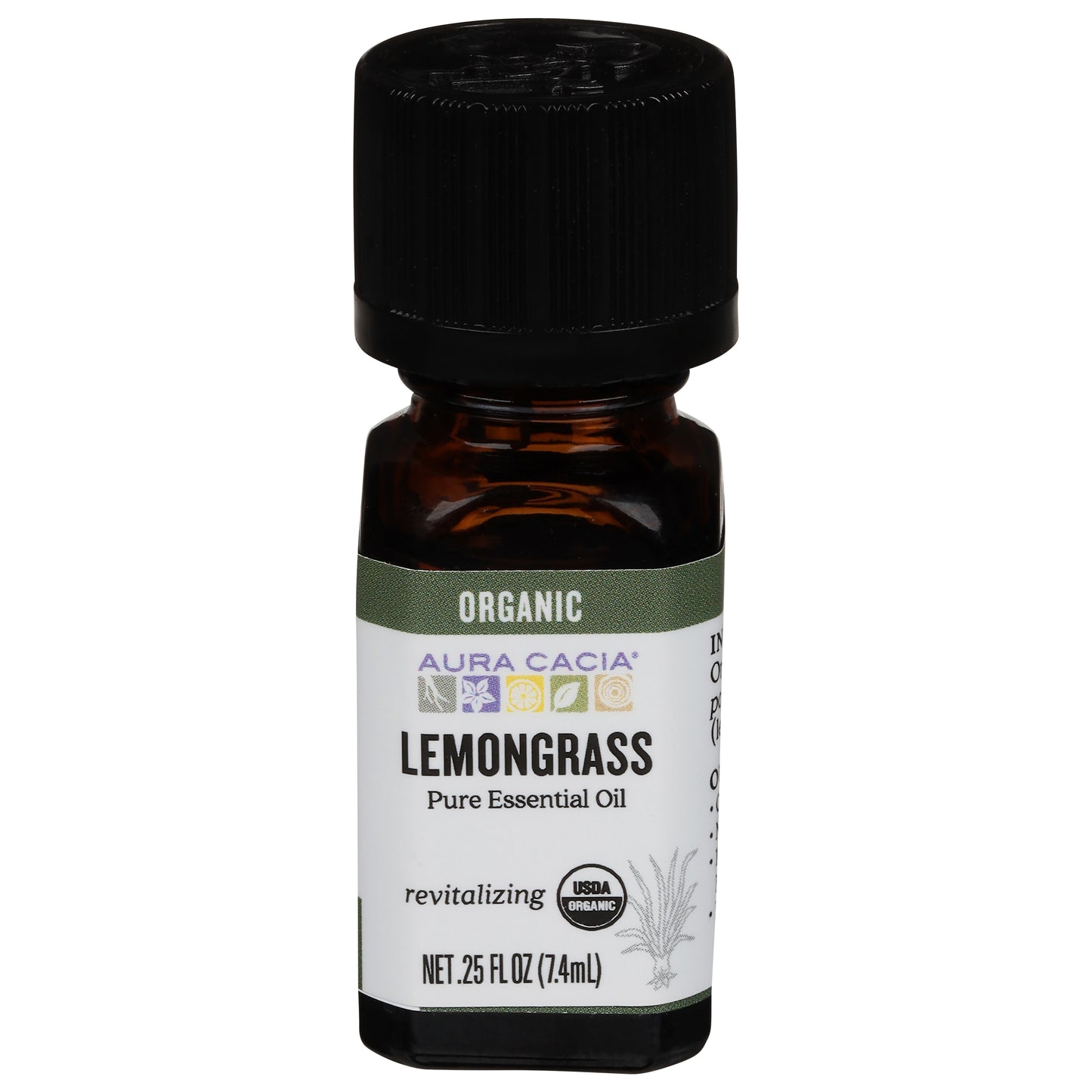Aura Cacia Organic Lemongrass Pure Essential Oil 0.25 fl oz