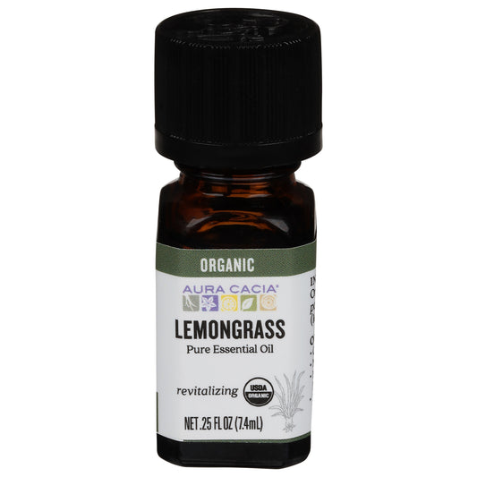 Aura Cacia Organic Lemongrass Pure Essential Oil 0.25 fl oz