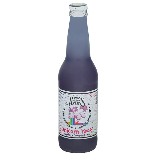 Avery's Unicorn Yack Raspberry Orange Cream Soda 12 fl oz