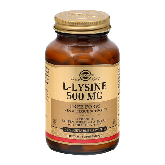 Solgar 500 mg Vegetable Capsules L-Lysine 100 ea