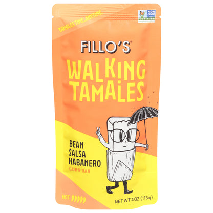 Fillo's Walking Tamales Hot Bean Salsa Habanero Corn Bar 4 oz