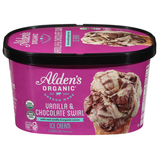 Alden's Organic Vanilla & Chocolate Swirl Ice Cream 1.5 qt