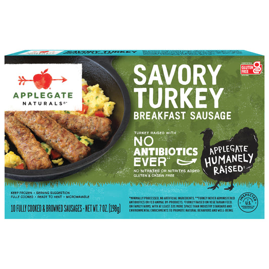 Applegate Natural Savory Turkey Breakfast Sausage Links, 7oz (Frozen)