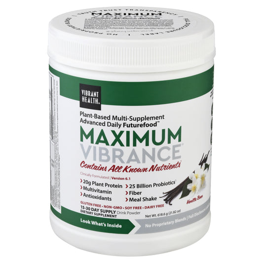 Vibrant Health Maximum Vibrance Vanilla Bean Drink Powder 618.6 gr Canister