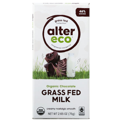 Alter Eco Grass Fed Collection Organic 46% Cocoa Milk Chocolate 2.65 oz