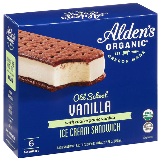 Alden's Organic Old School Vanilla Ice Cream Sandwich 6 ea