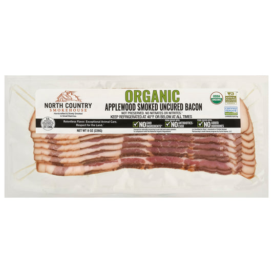 North Country Smokehouse Organic Uncured Applewood Smoked Bacon 8 oz