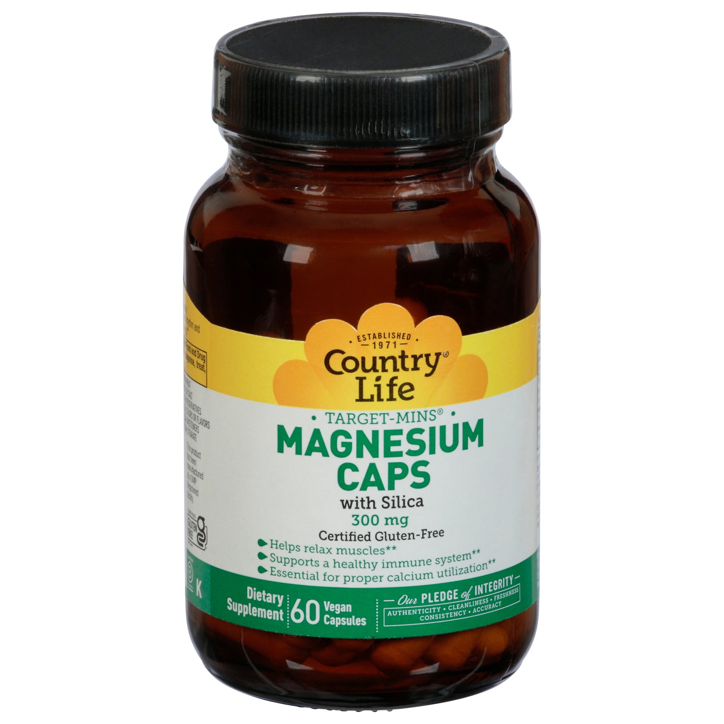 Country Life Target-Minis 300 mg Vegan Capsules Magnesium Caps 60 Capsules