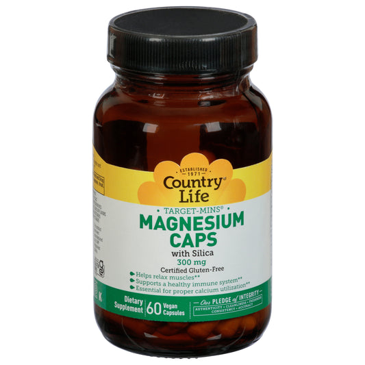 Country Life Target-Minis 300 mg Vegan Capsules Magnesium Caps 60 Capsules