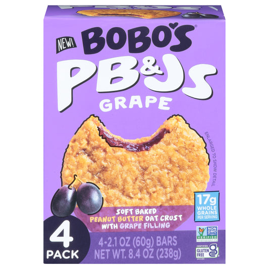 Bobo's Grape PB&Js 4 - 2.1 oz Bars