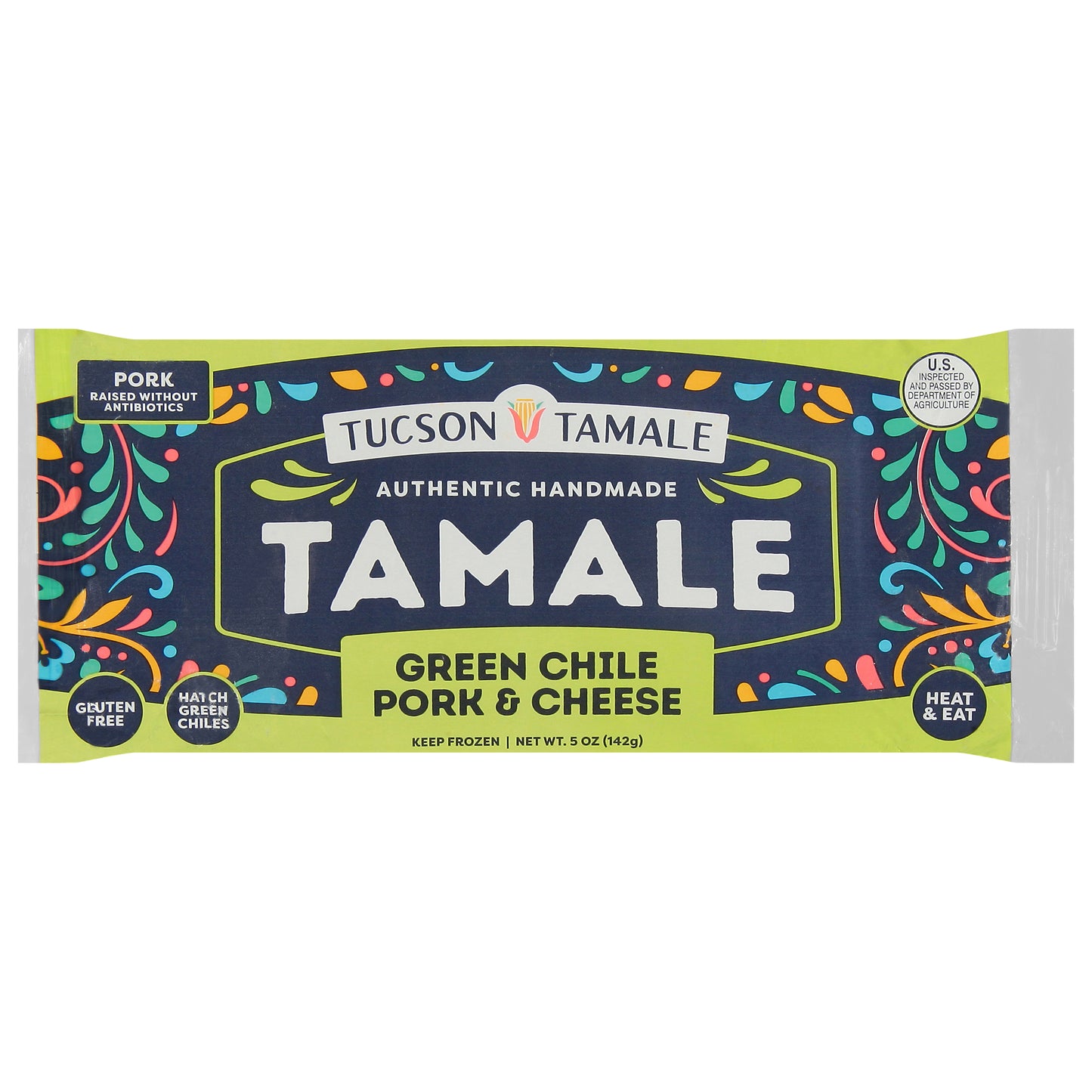 Tucson Tamale Green Chile Pork & Cheese Tamale 5 oz