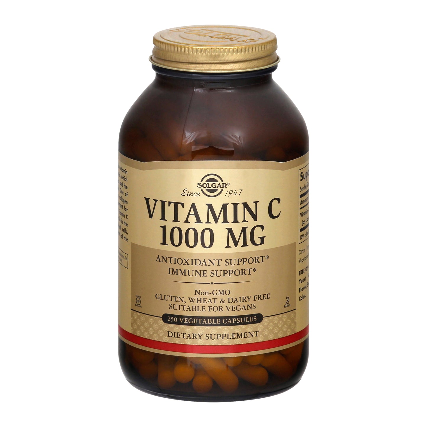 Solgar 1000 mg Vegetable Capsules Vitamin C 250 ea