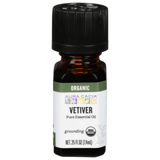 Aura Cacia Grounding Organic Vetiver Pure Essential Oil 0.25 fl oz