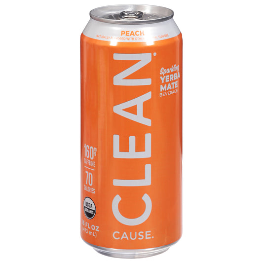 Clean Cause Sparkling Peach Yerba Mate Beverage 16 fl oz
