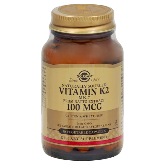 Solgar 100 mcg Vegetable Capsules Vitamin K2 50 ea