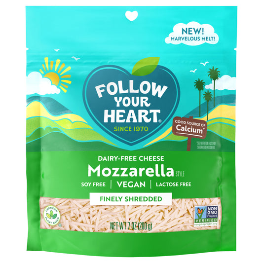 Follow Your Heart Dairy Free Cheese, Shredded Mozzarella Style, Vegan, Gluten Free, 7 OZ Bag