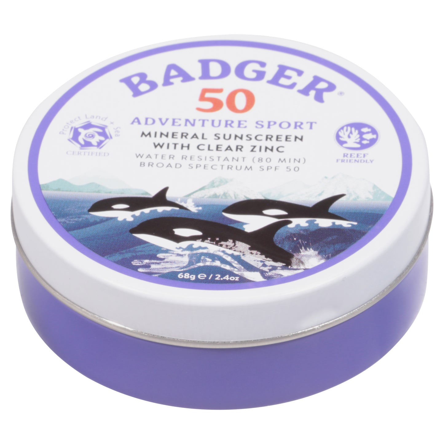 Badger Broad Spectrum SPF 50 Adventure Sport Mineral Sunscreen with Clear Zinc 2.4 oz