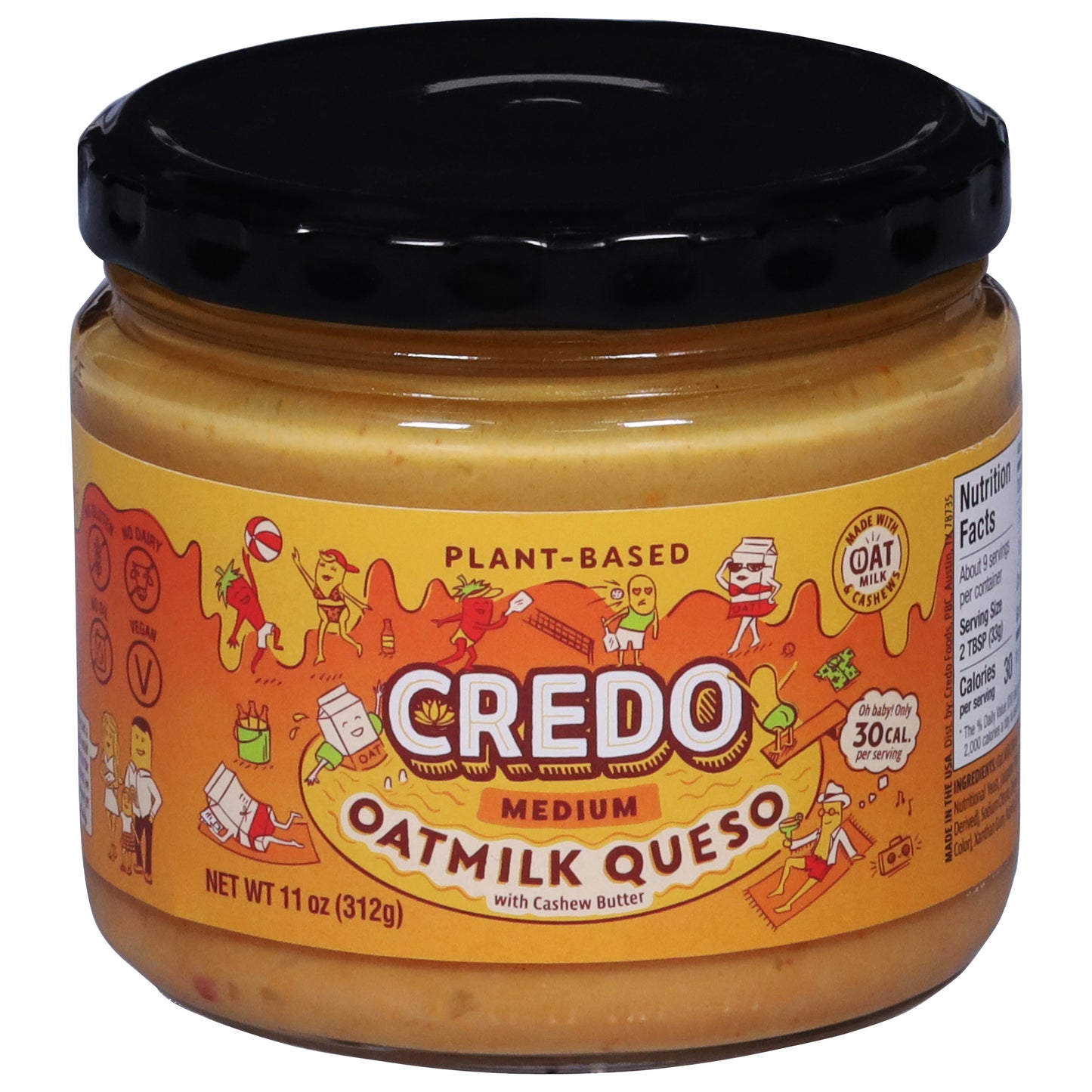Credo Plant-Based Medium Oatmilk Queso with Cashew Butter 11 oz
