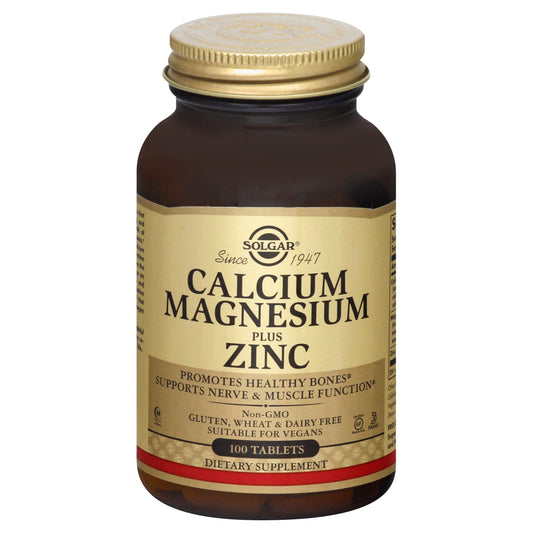Solgar Plus Zinc Tablets Calcium Magnesium 100 ea