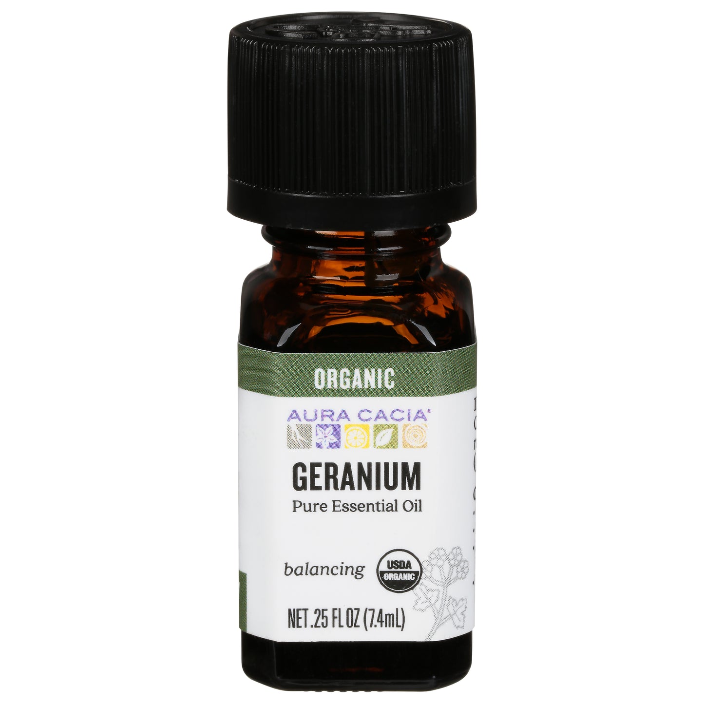 Aura Cacia Organic Balancing Geranium Pure Essential Oil 0.25 fl oz