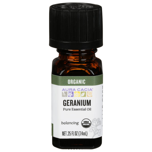 Aura Cacia Organic Balancing Geranium Pure Essential Oil 0.25 fl oz