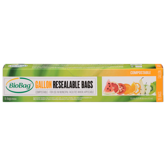 BioBag Gallon Compostable Resealable Bags 15 Each