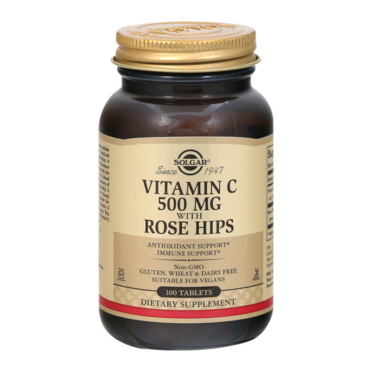 Solgar 500 mg with Rose Hips Tablets Vitamin C 100 ea