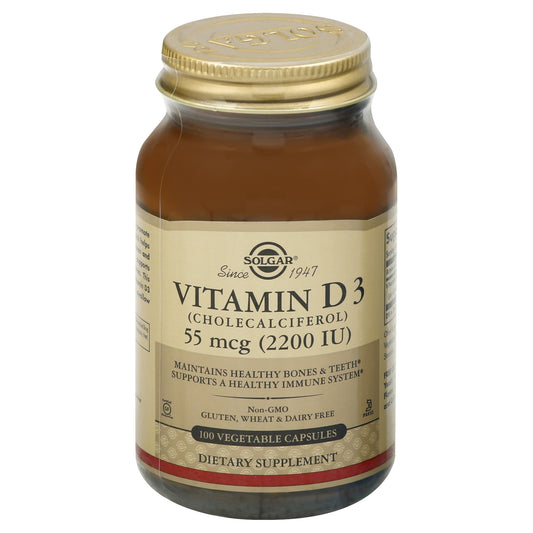 Solgar 55 mcg Vegetable Capsules Vitamin D3 100 ea
