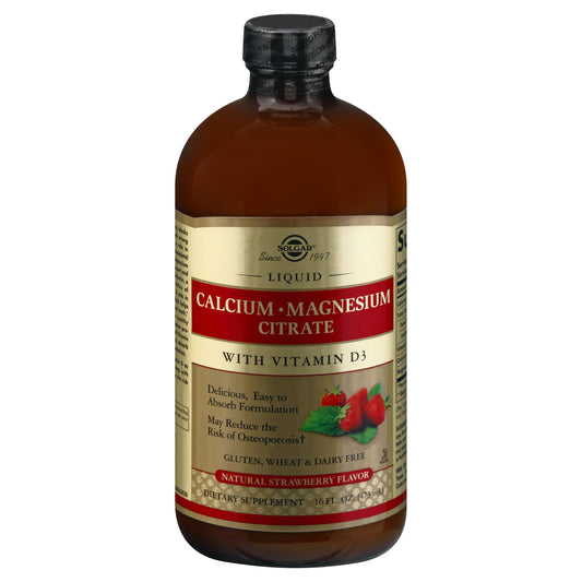 Solgar Liquid Natural Strawberry Flavor Calcium-Magnesium Citrate 16 oz