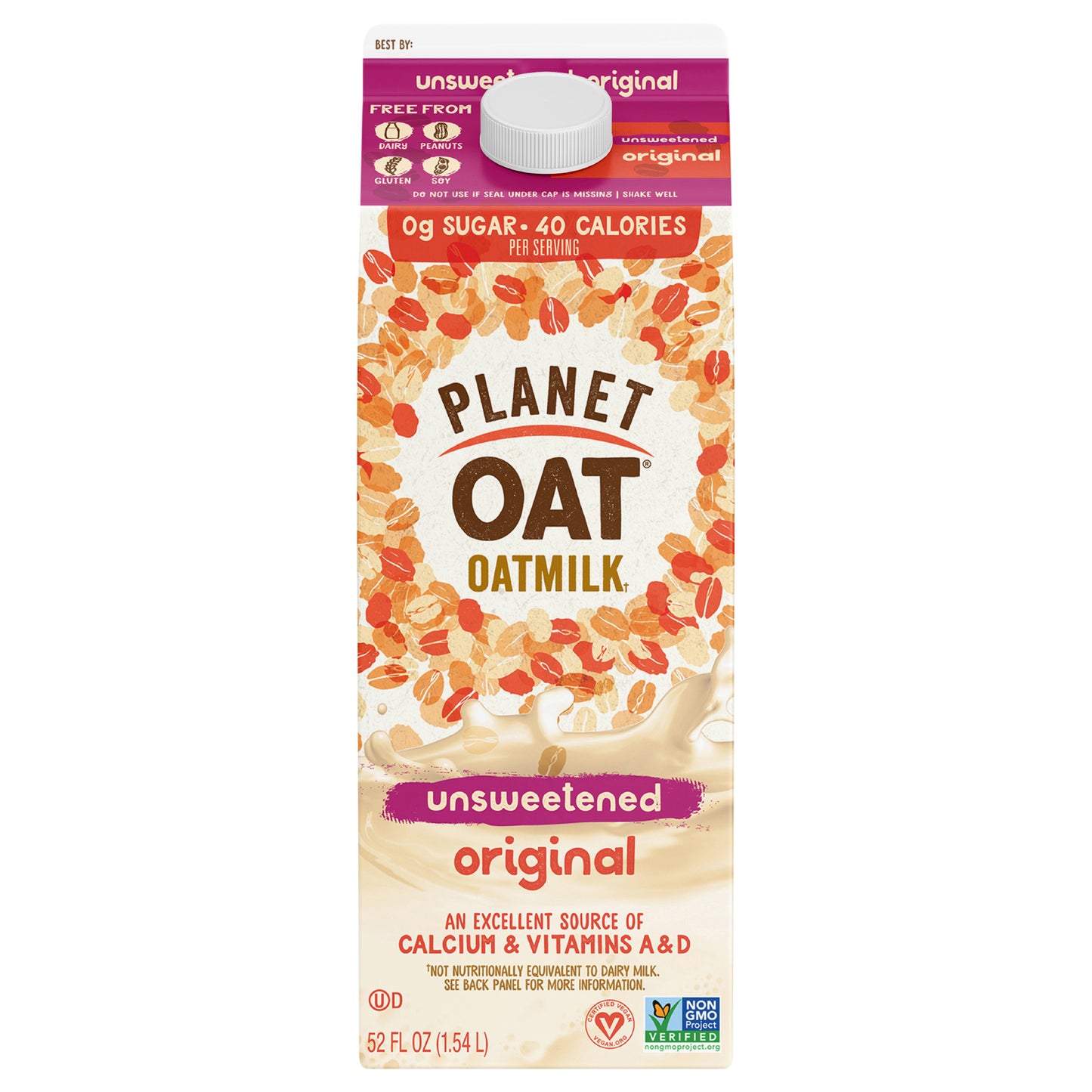 Planet Oat Unsweetened Original Oatmilk, 52 oz